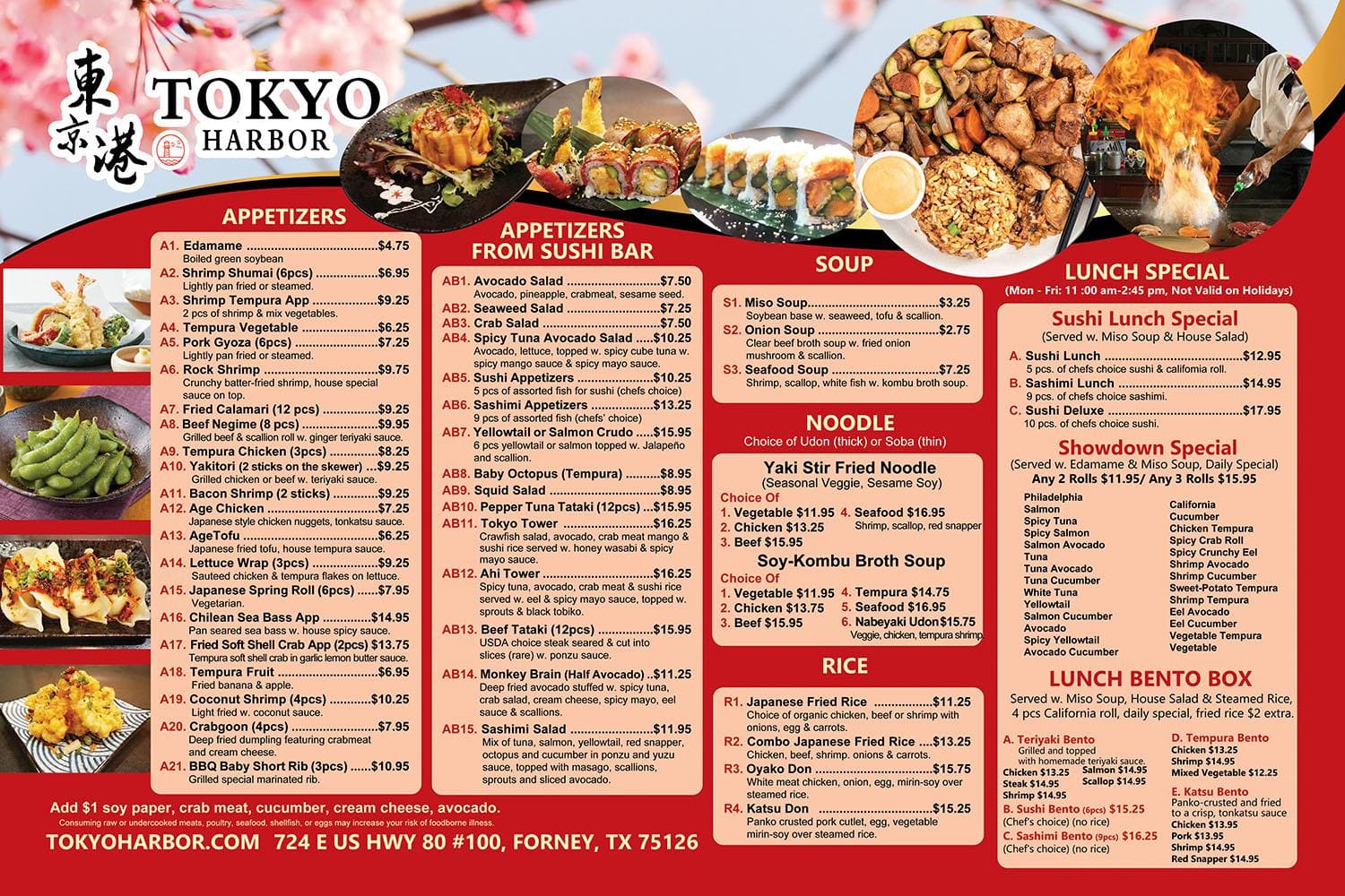 Main Menu P1 - Tokyo Harbor, Sushi & Japanese Steakhouse - Forney TX